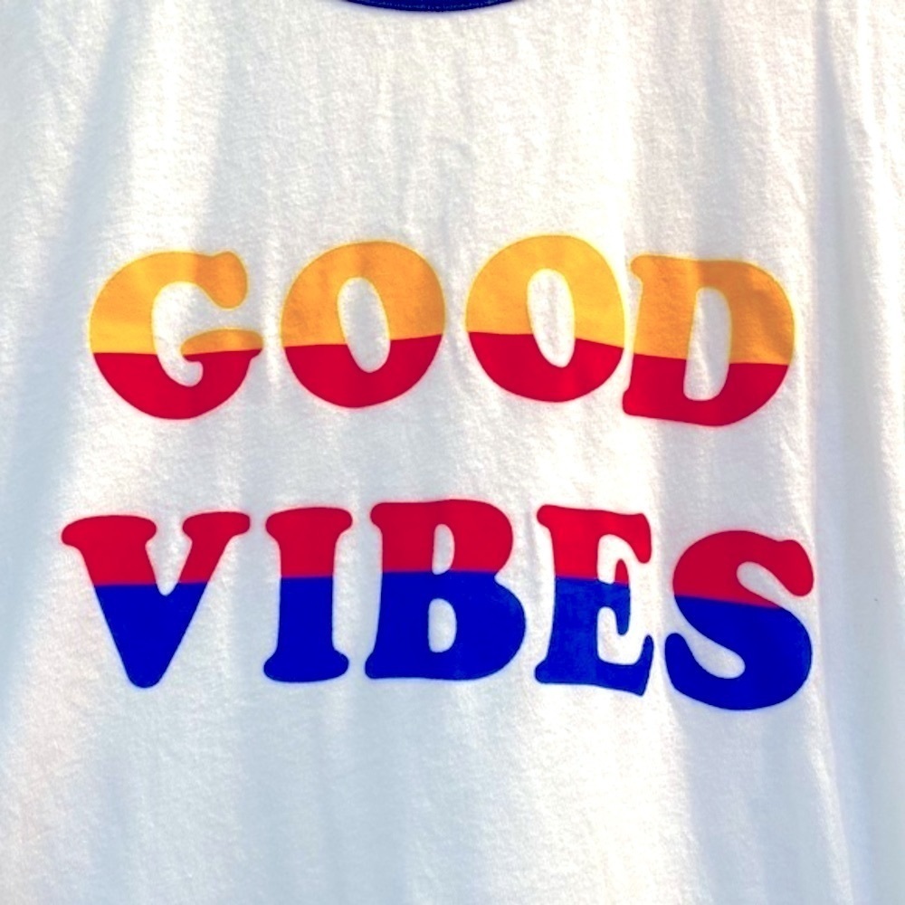 Women’s Pink Victoria’s Secret Good Vibes Cotton Blend Short Sleeve T-Shirt Sz S - Picture 2 of 5